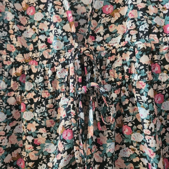 Floral Drawstring Kimono Style Blouse - Picture 3 of 7